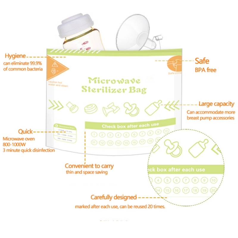10매/세트 재사용 가능한 전자레인지 스팀 소독 가방  - Zwitsal Baby Products 리뷰 및 가격