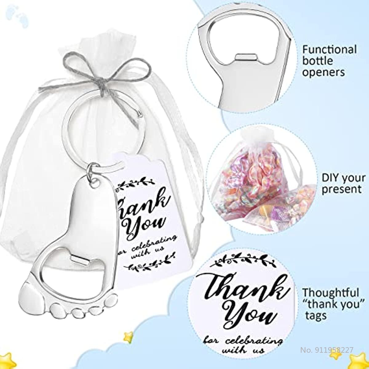 50개입 아기 발자국 열쇠고리 병따개, 유기농 천 가방 - Zwitsal Baby Products 리뷰 및 가격
